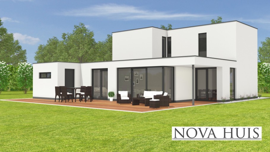 NOVAHUIS moderne kubistische woning M374 v1staalframebouw Nederland