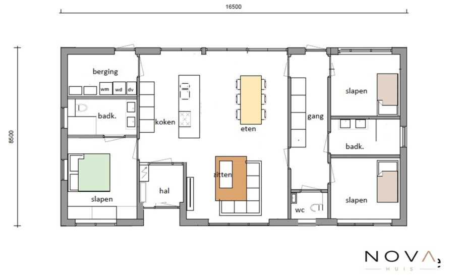 NOVA HUIS A198 levensloopbestendige bungalow met 3 slaapkamers en 2 badkamers
