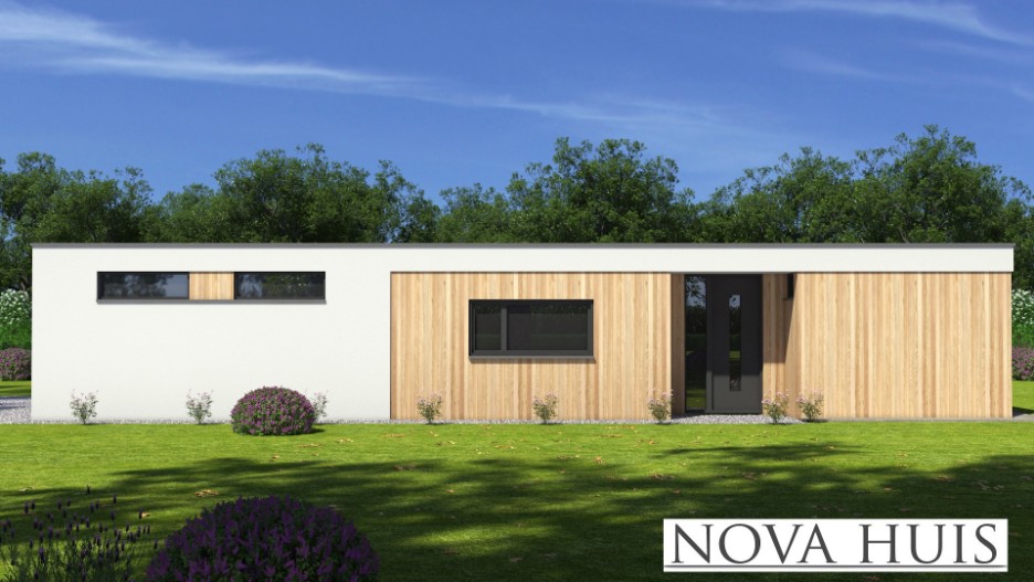 Novahuis.nl A159 bungalow plat dak overkapping  terras inpandige garage