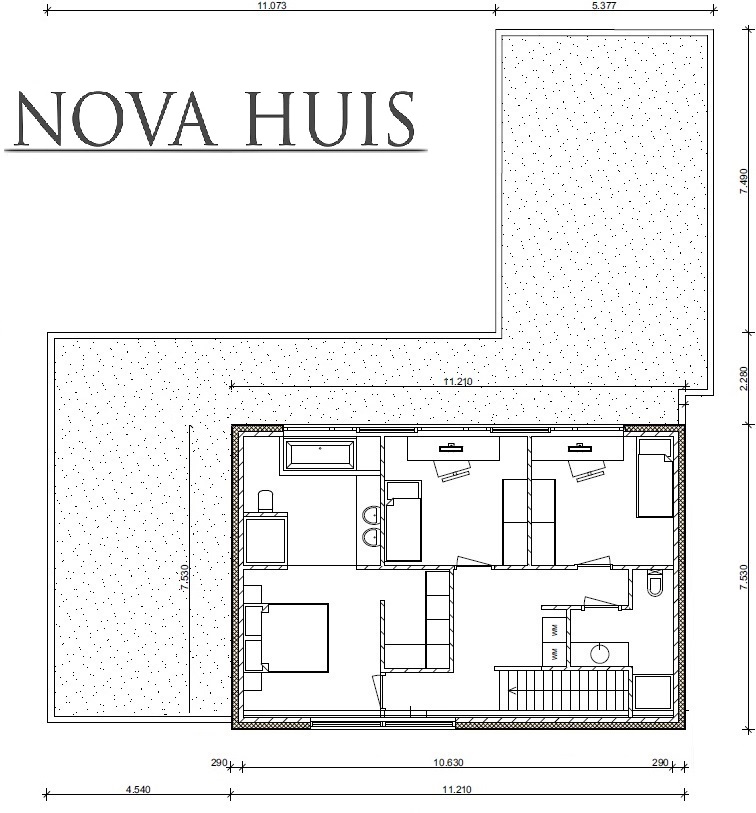 Strakke moderne vrijstaande villa met inpandige garage overdekt terras Staalframebouw NOVA-HUIS K1488