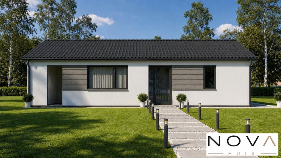 Moderne levensloopbestendige woning A-154 met plat dak of laag zadeldak compact en ca. 100 m2