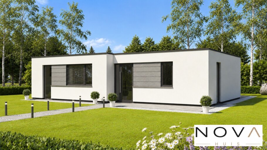 Moderne levensloopbestendige woning A-154 met plat dak of laag zadeldak compact en ca. 100 m2