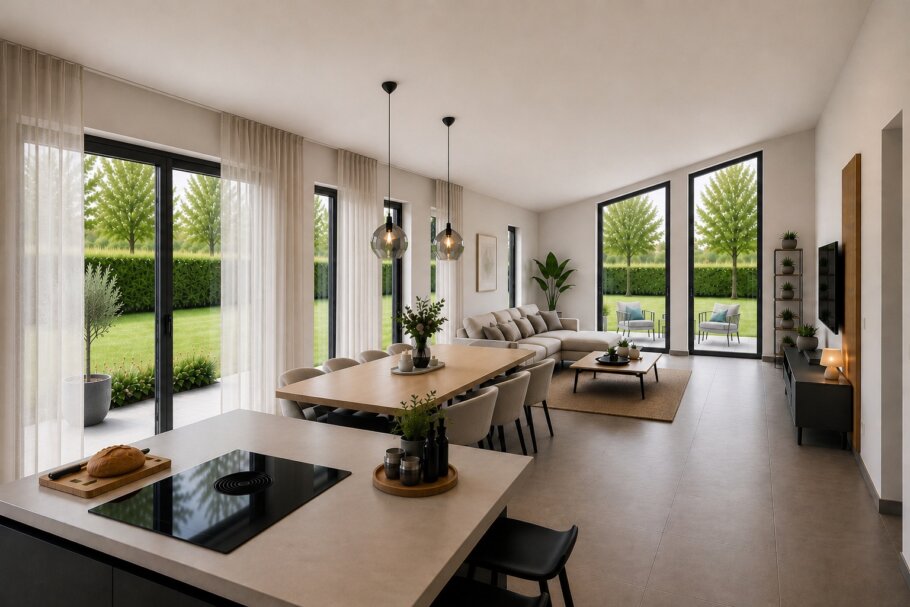 Modern interieur van levensloopbestendige woning A-201 met luxe leefkeuken en veel daglicht