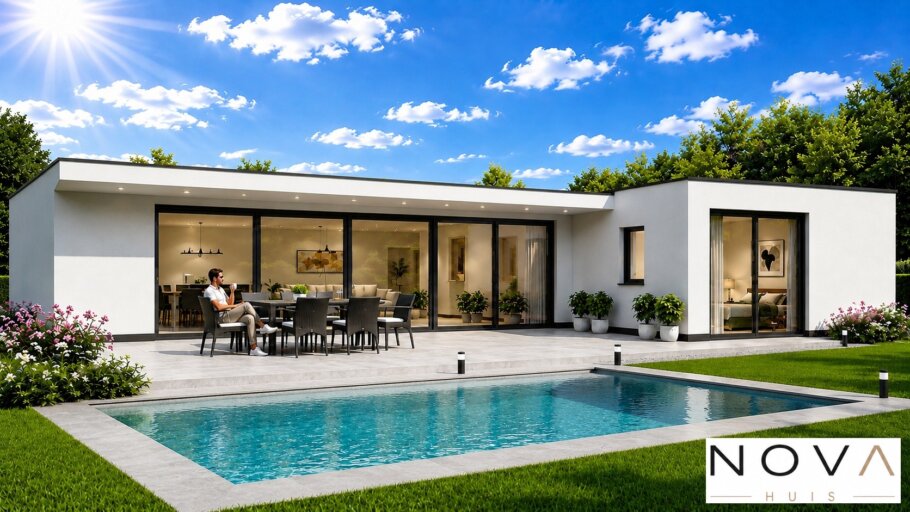 Moderne levensloopbestendige woning N-101 met plat dak en royale leefruimte