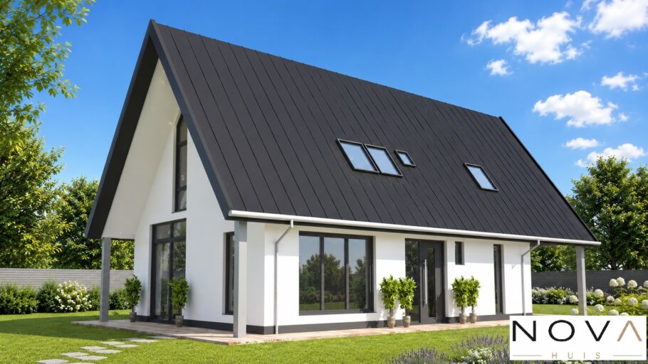 een witte NOVA HUIS schuurwoningen beter gebeouwd met staalframebouw