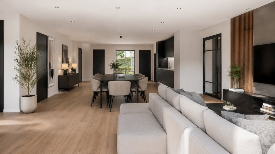 een witte NOVA HUIS schuurwoningen beter gebeouwd met staalframebouw