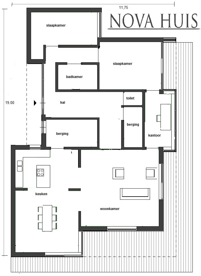 moderne bungalow energieneutraal grote ramen veel licht NOVA-HUIS.nl A50 