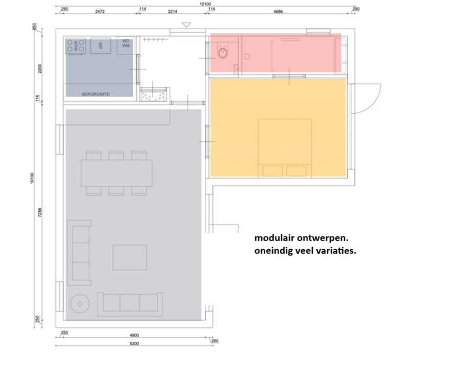 een efficiente manier van ontwerpen is dat te doen met de modulaire methode