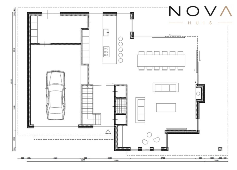 Moderne kubistische staalframewoning type 241 met plat dak
