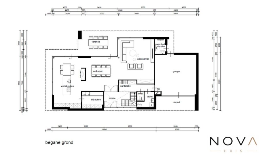 plattegrond en indeling voor villa K-382 versie XL 