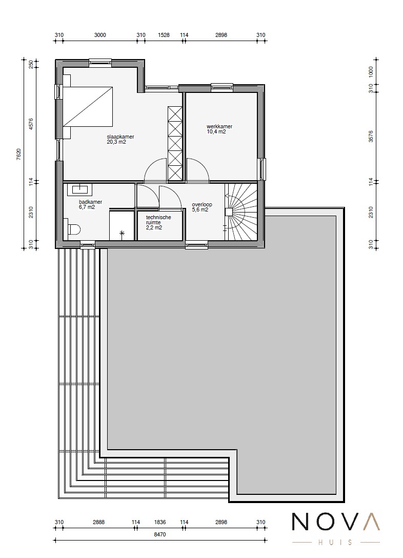 Moderne kubistische woning K-329 met plat dak plattegronden en indelingen