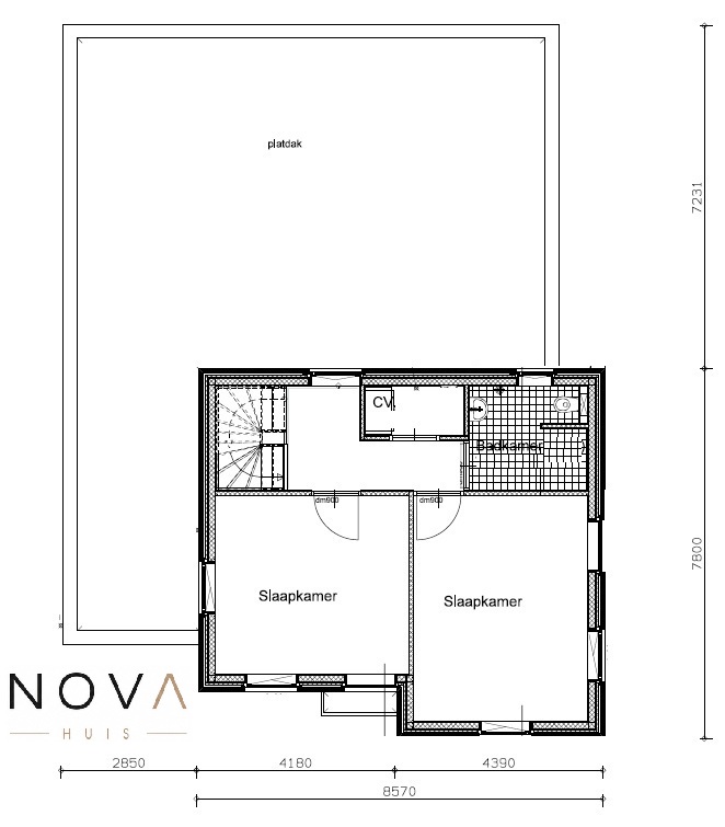 Moderne kubistische woning K-257 indeling en plattegrond