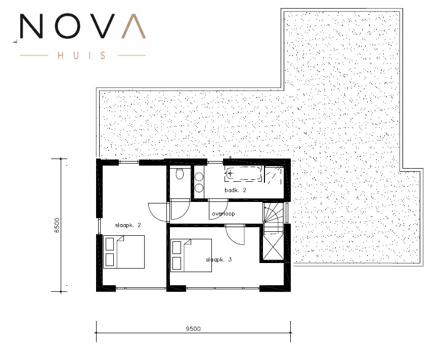 NOVA-HUIS M392 gelijkvloerse woning met kleine verdieping voor gasten gebouwd door Staalframebouw Nederland