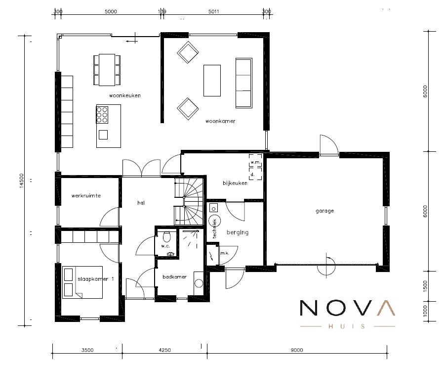 NOVAHUIS K391 moderne kubistische energieneutrale levensloopbestendige woning Staalframebouw