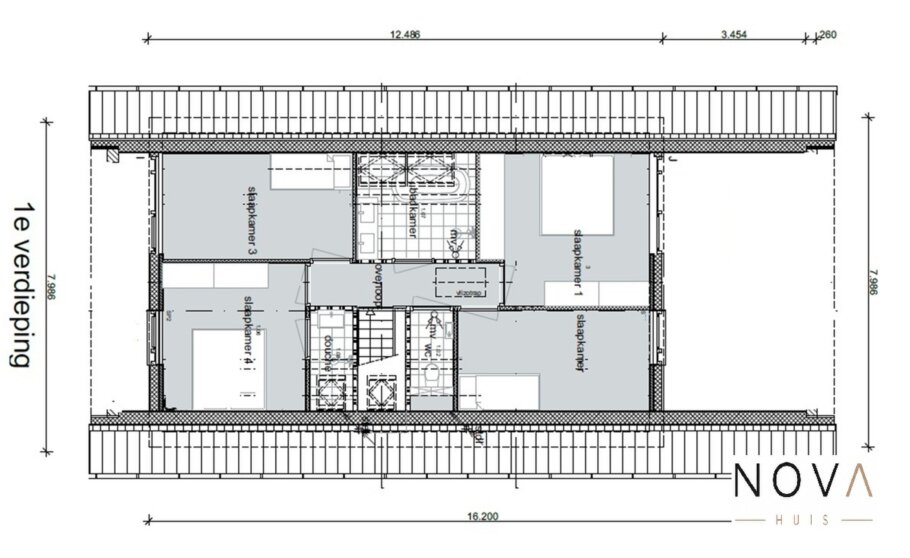 een witte NOVA HUIS schuurwoningen beter gebeouwd met staalframebouw