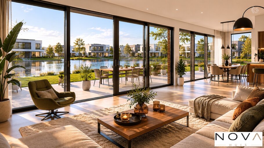 Modern interieur van levensloopbestendige designwoning met veel daglicht