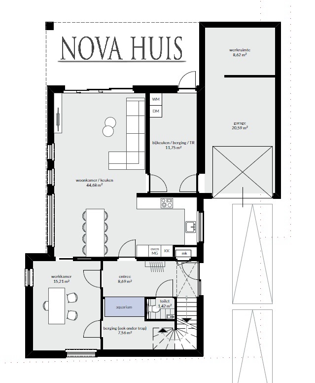 zelfbouwen energieneutraal met een modern staalframe bouwsysteem ontwerp K182 NOVA-HUIS